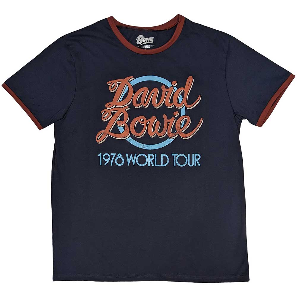 Image of David Bowie Unisex Ringer T-shirt - 1978 World Tour Rock OFF